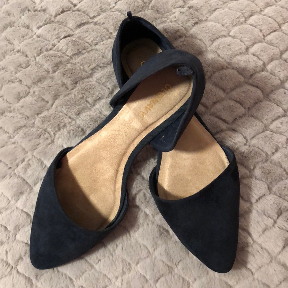 Navy Pointed Toe Flats